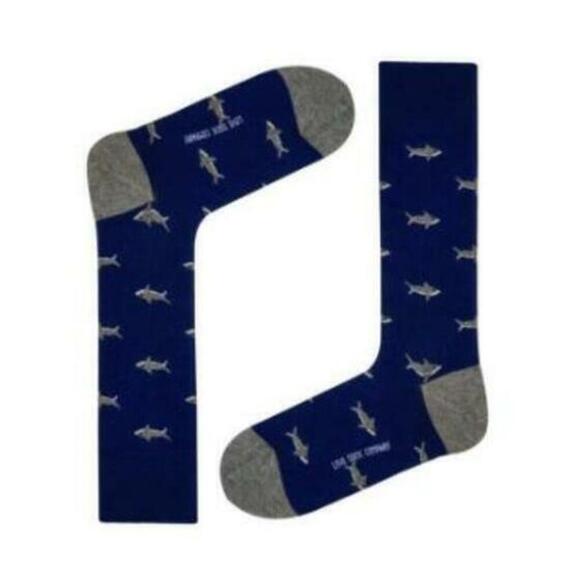 Love Sock Company Other - Love Sock Company Men's Navy Shark Dress Socks 7-12 NWT